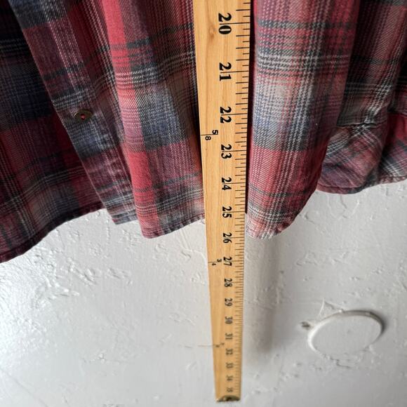 Current/Elliott Red Plaid Flannel Shirt Women Small 100% Cotton Western Grunge - Picture 8 of 8
